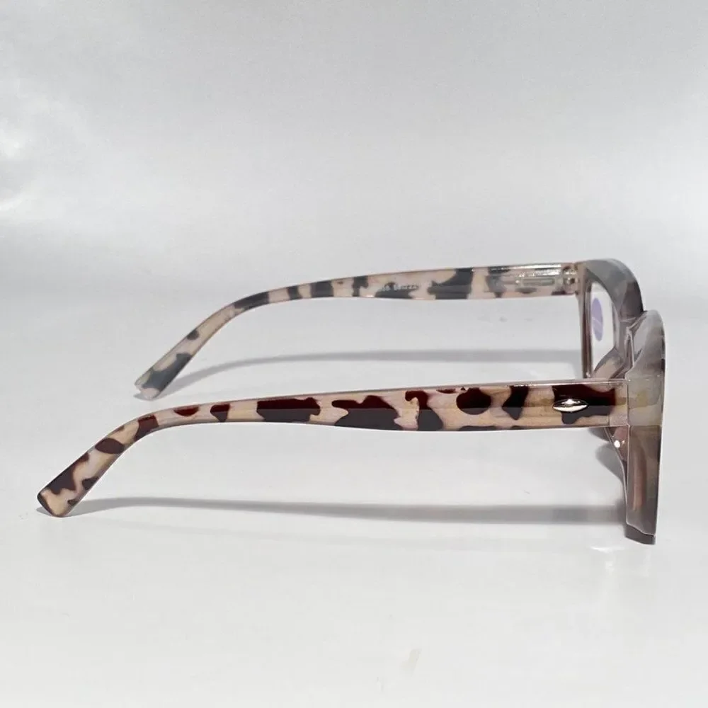 0762 Claudia Reading Glasses 1.25 Oversize Readers Light Tortoise Square NWT